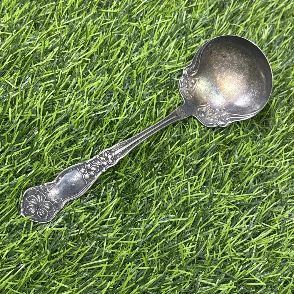 Antique Rogers Orange Blossom Silverplate Gravy Ladle 1910 Floral Serving Spoon